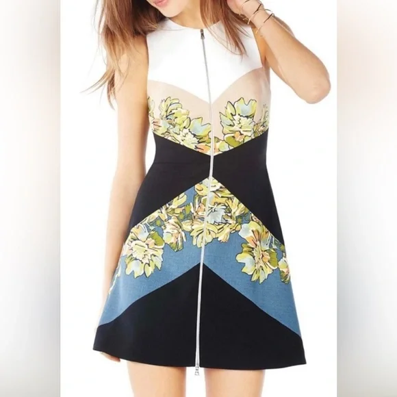 BCBG Max Azaria Womens Alaina Sleeveless Knee-Length Zippered Dress-Sz  0-EUC